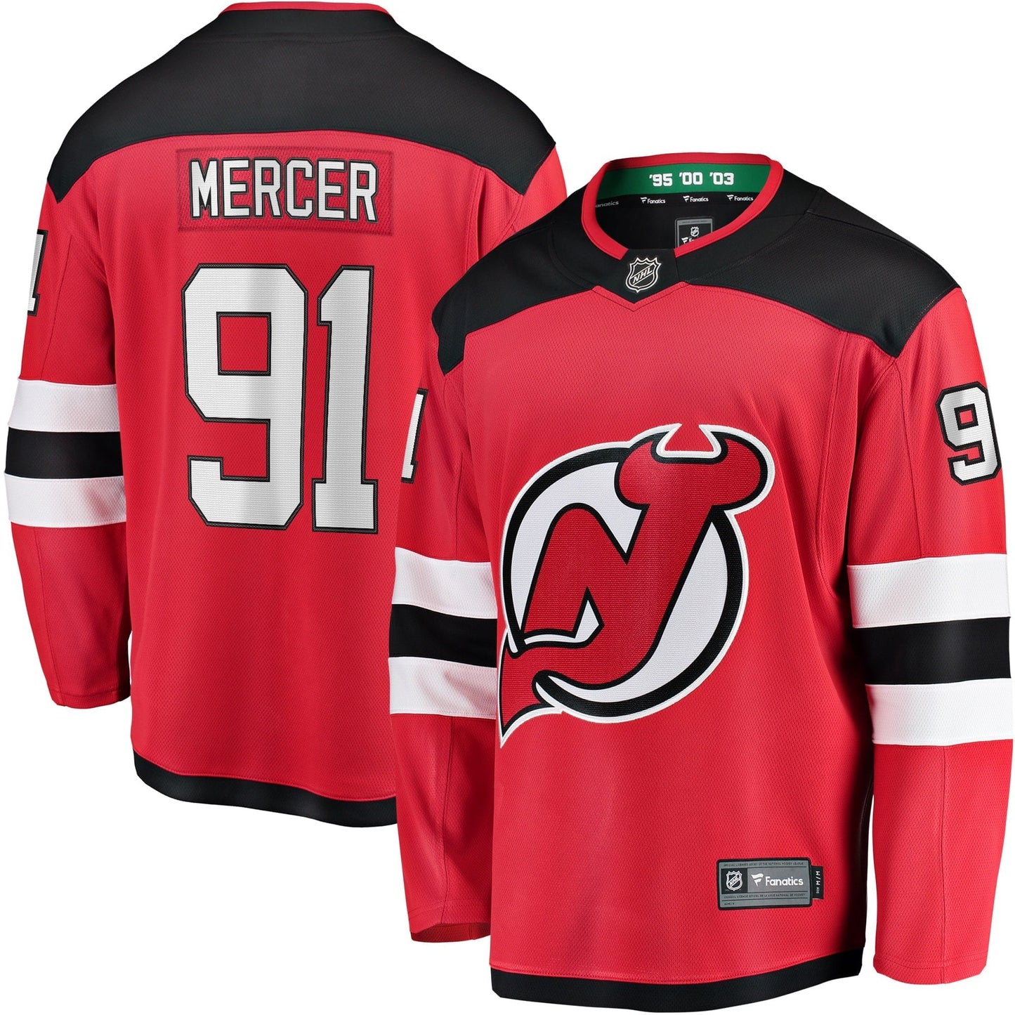 Men's Fanatics Branded Dawson Mercer Red New Jersey Devils Home Breakaway Jersey