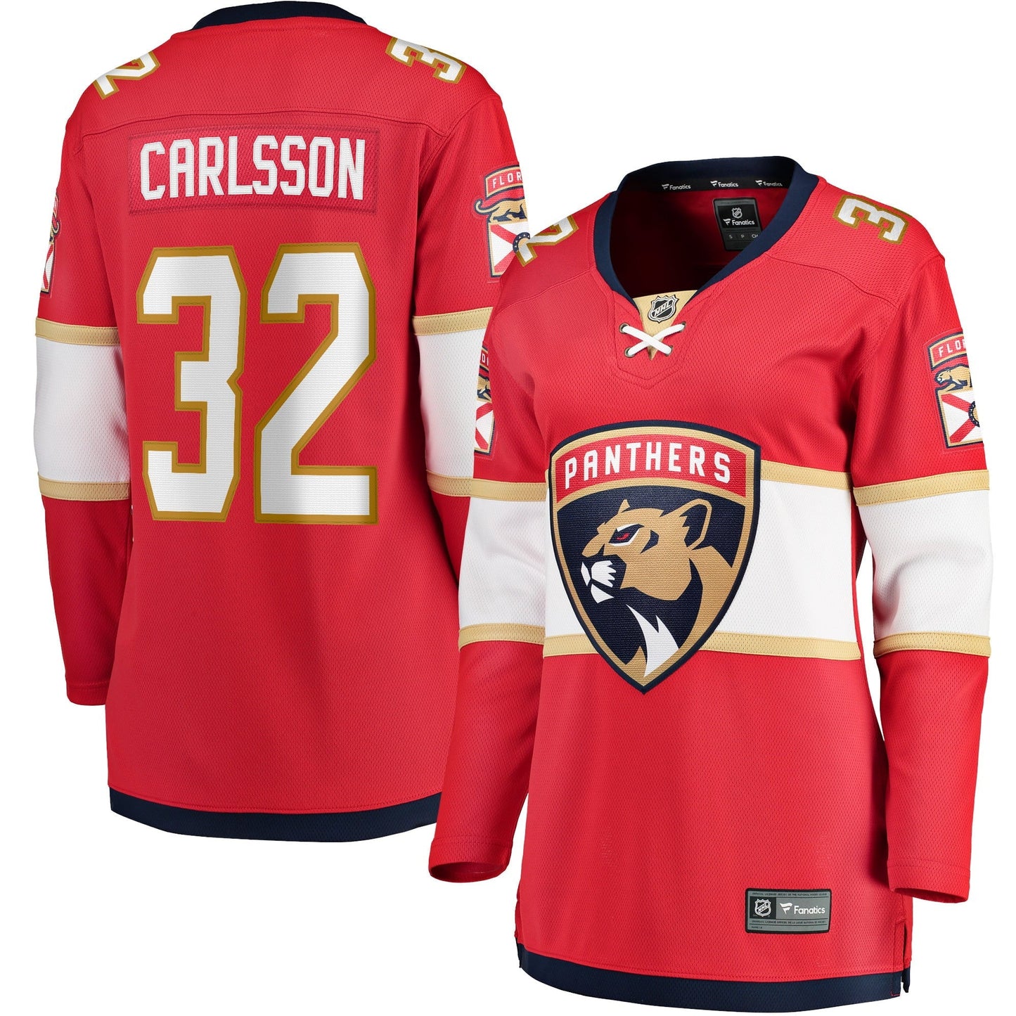 Women's Fanatics Branded Lucas Carlsson Red Florida Panthers Home Breakaway Player Jersey
