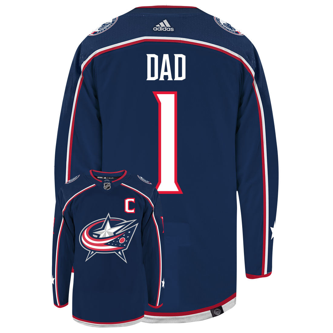 Columbus Blue Jackets Dad Number One Adidas Primegreen Authentic NHL Hockey Jersey
