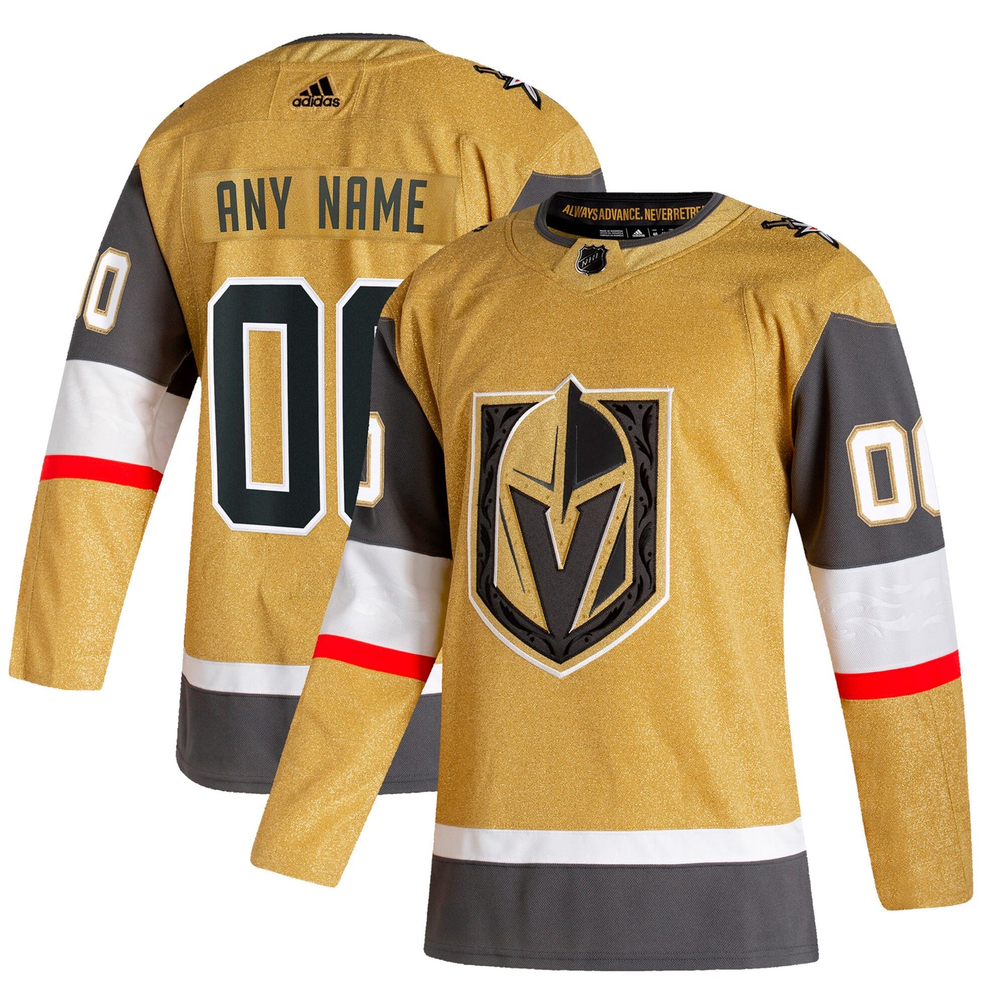 Vegas Golden Knights adidas Home Authentic Custom Jersey - Gold