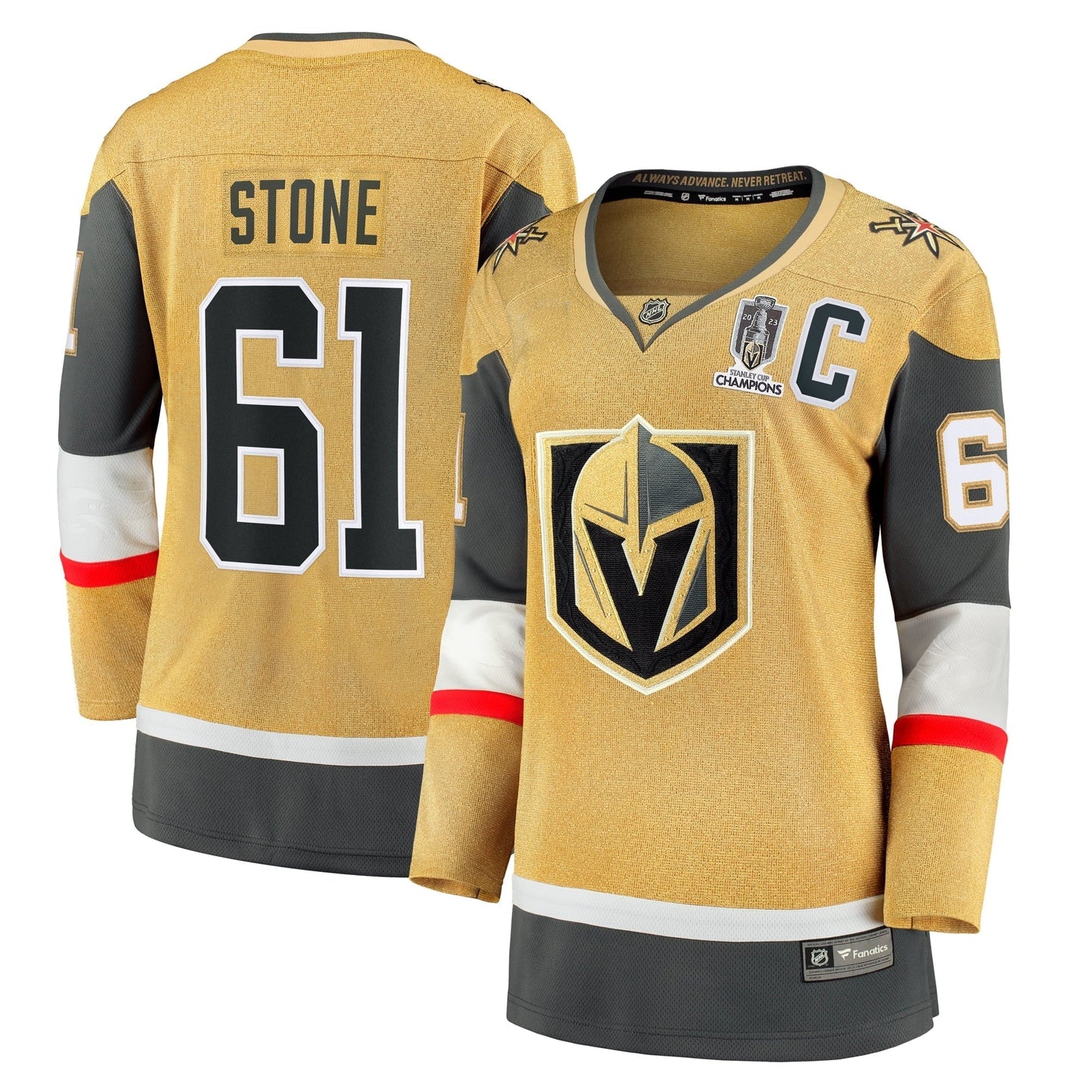 Women's Fanatics Branded Mark Stone Gold Vegas Golden Knights 2023 Stanley Cup Champions Home Breakaway Player Jersey