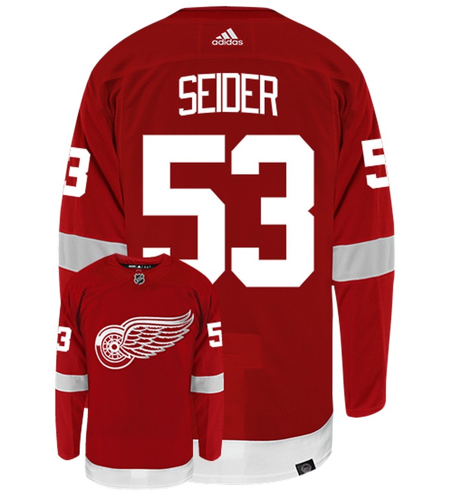 Moritz Seider Detroit Red Wings Adidas Primegreen Authentic NHL Hockey Jersey