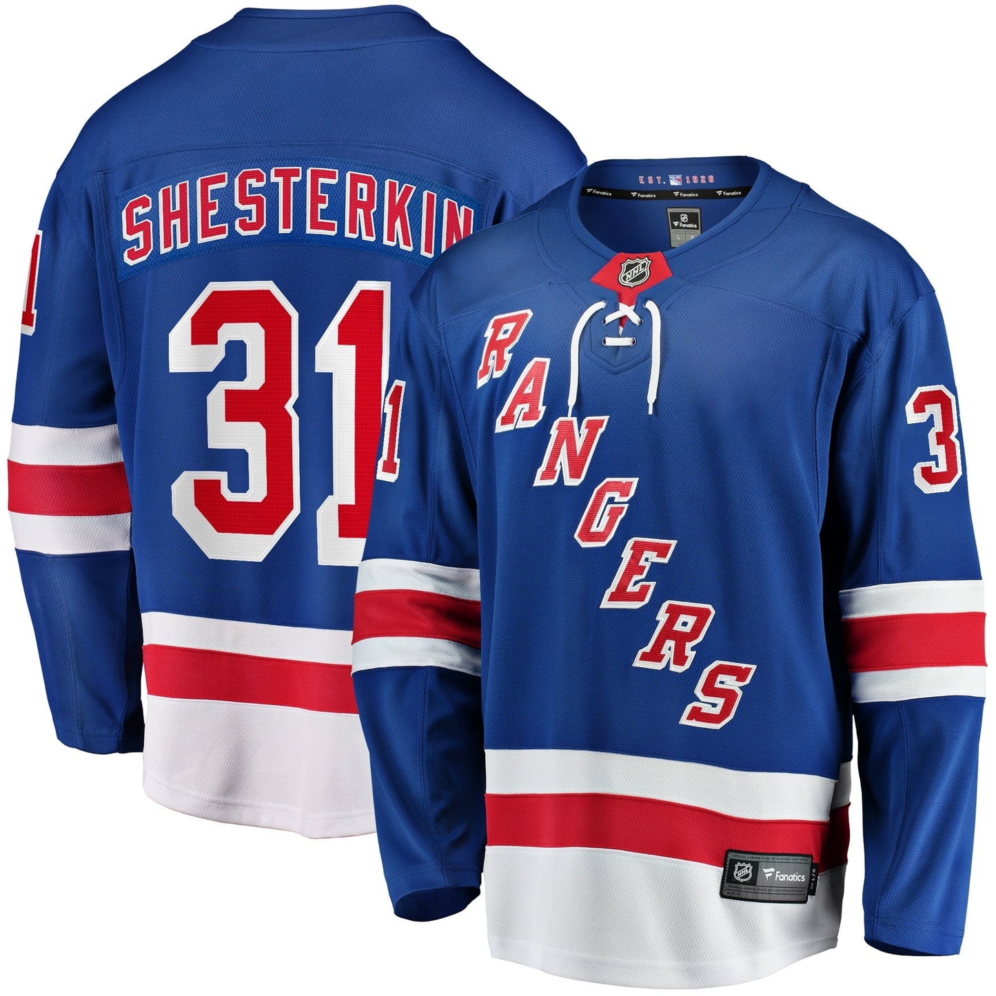 Men's Fanatics Branded Igor Shesterkin Blue New York Rangers Home Breakaway Player Jersey